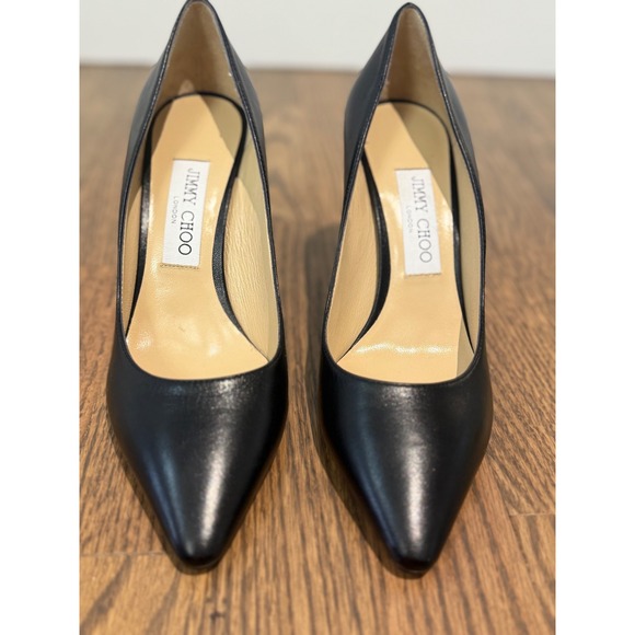 Jimmy Choo Black Leather Pointed Toe Stiletto Pumps Heels Women Size 38 - Picture 5 of 8